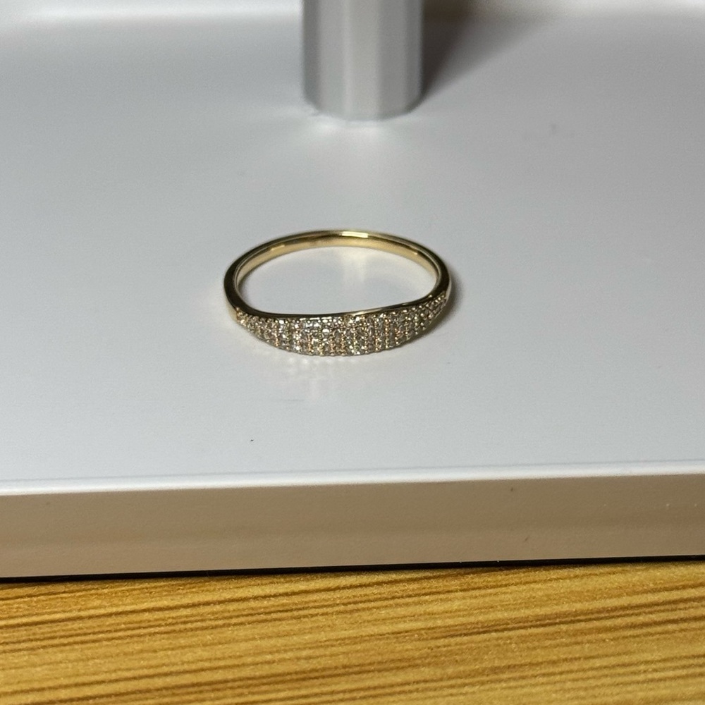 Mejuri Pavé Diamond Slim Signet Ring - 14k Yellow Gold